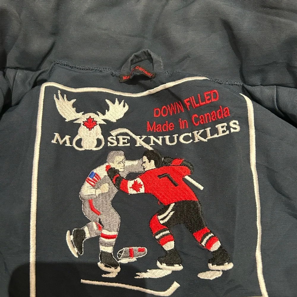 Moose Knuckles Black Puffer Jacket with Fur Hood - Picture 4 of 7